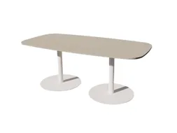 Linesto vergadertafel 200x100 deens ovaal lichtgrijs 25mm wit