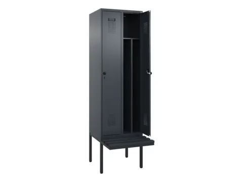 locker met bank,voor scheiding van kleding,HxBxD 2120x600x815mm,2vak