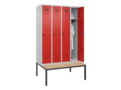 locker met bank,HxBxD 2120x1200x815mm,4vak,vak B 300mm,draaigrendel