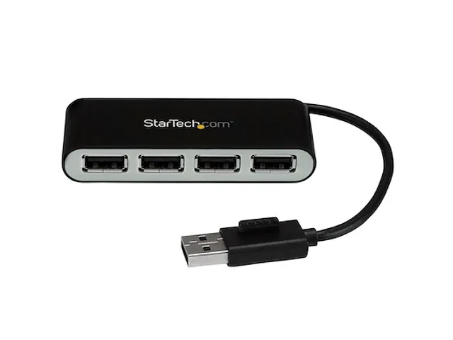 4-poorts draagbare USB 2.0 hub met geïntegreerde kabel