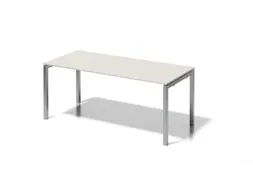 bureau HxBxD 740x1800x800mm blad grijswit 4-voeten zilverkleurig