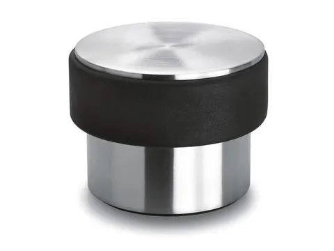 deurstopper,RVS,zilverkleurig/zwart,m. rubberen rand