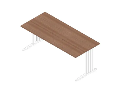 bureau,HxBxD 730x1800x800mm,blad canaletto-hout,C-voet wit