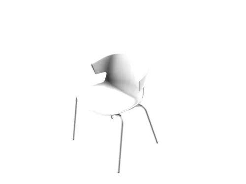 Bezoekersstoel Kunststof Kuip Wit Frame Met 4Poten Aluminium