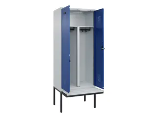 PBM-locker met bank,HxBxD 2120x800x815mm,2vak,vak B 400mm,draaigrendel - 1