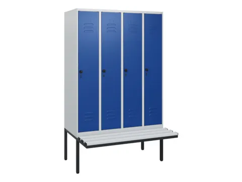locker met bank,HxBxD 1950x1200x815mm,4vak,vak B 300mm,draaigrendel