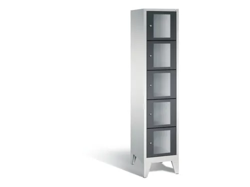 Lockerkast 1850x420x500mm 1x5 vakken Cilinderslot Poten, RAL7021