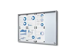 Vergrendelbaar notitiebord Indoor Slim 8xA4 met Schuifdeuren Zilver