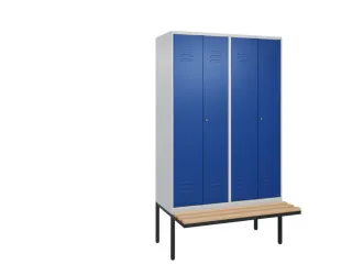 PBM-locker met bank,HxBxD 2120x1200x815mm,4vak,vak B 300mm,cil.-slot - 1