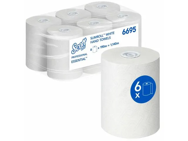 Scott 6695 handdoekrol Essential Slimroll 1-laags Wit 6 rollen