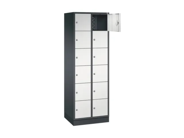 lockerkast,RAL 7021/RAL 7035,HxBxD 1950x620x500mm,2x6vakken,cil.-slot