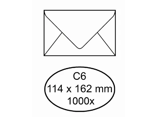 Envelop Bank C6 114x162mm 70gr wit gegomd 1000 stuks