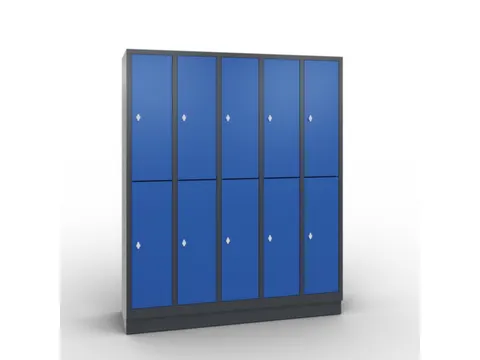lockerkast draaigrendel 1800x1480x500 5x2vakken RAL7016 front RAL7016