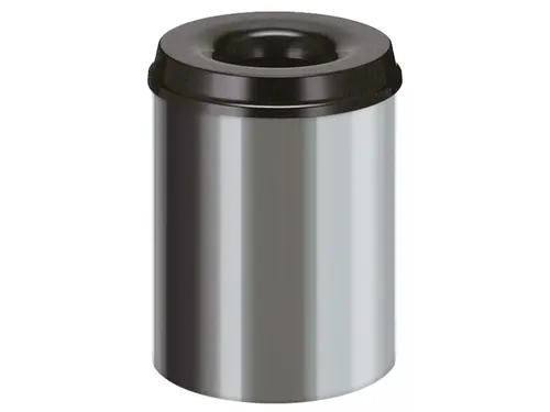 Vlamdovende Papierbak 15 Liter RVS Zwart