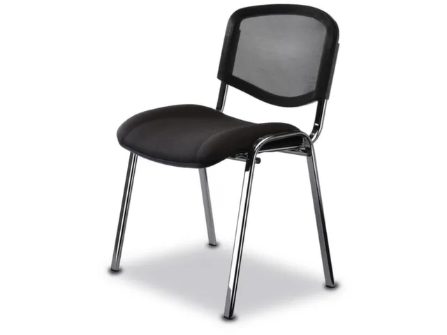 Buisstalen Stoel Zwart Stof Netrug Zitting 475x415mm Frame Verchroomd