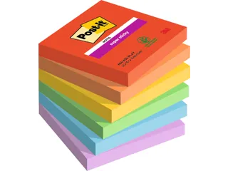 Memoblok Post-it 654 Super Sticky 76x76mm Playful 6 stuks - 1
