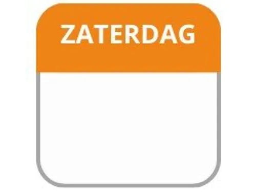 LabelLORD PL Dagetiket Zaterdag 25x25mm Oranje Flushlabel 1000 stuks