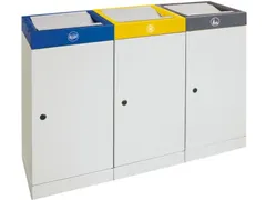 afvalverzamelstation vuurremmend 3x30 liter HxBxD 600x910x300mm Grijs
