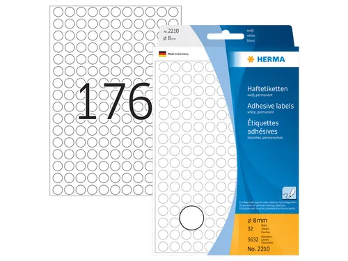 HERMA 2210 Multipurpose etiketten Rond 8mm Wit 5632 stuks