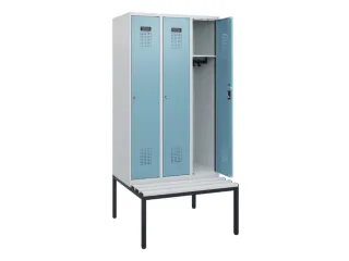locker met bank,HxBxD 1950x900x815mm,3vak,vak B 300mm,cilinderslot - 1