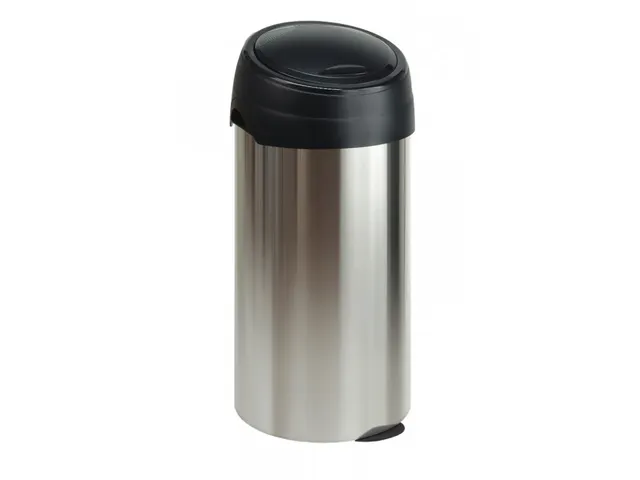 Ronde Afvalbak Met Touchdeksel 60 Liter RVS Look