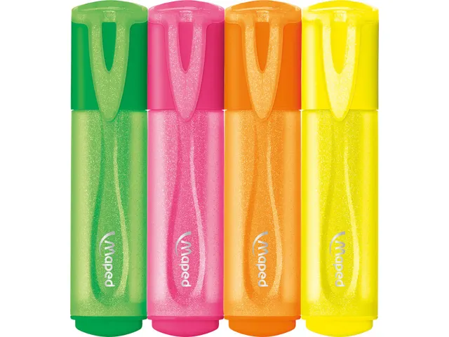 Maped Fluo'Peps Glitter markeerstiften 4 Fluor kleuren