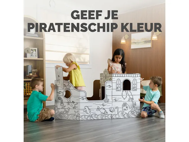 Kartonnen Piratenschip XL Bankers Box Play inkleurbaar