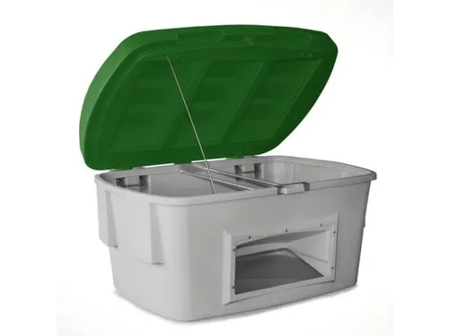 strooigoedbak,1000l,HxBxD 960x1800x1350mm,PE,grijs,deksel groen
