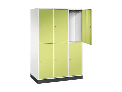 Dubbeldekse garderobekast,HxBxD 1950x1220x600mm,3x2vak.,vak B 360mm