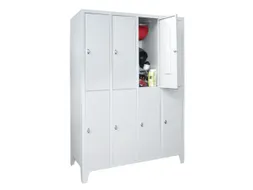 lockerkast,HxBxD 1850x1200x500mm,4x2vakken,RAL7035,front RAL7035