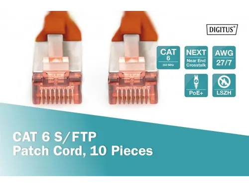 CAT 6 S-FTP patchkabel Cu LSZH AWG 27/7 Lengte 2m 10 stuks Rood