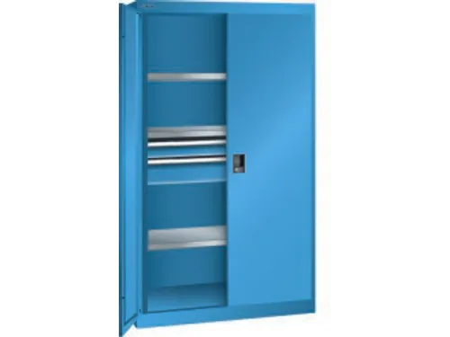 systeemkast,HxBxD 1950x1100x641mm,3xStalen bodem,2lade(n),lak RAL5012
