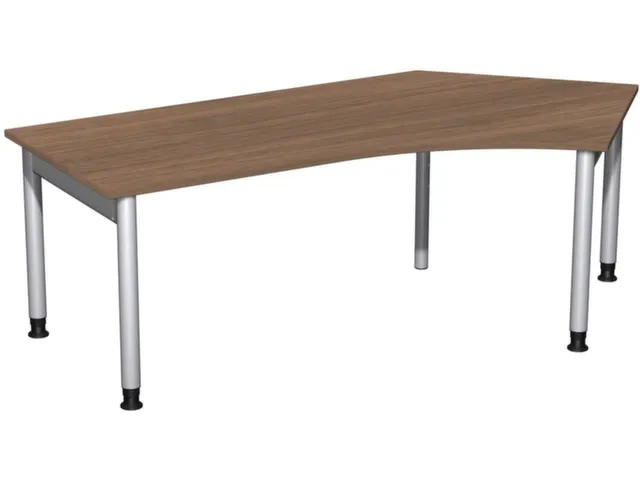 In hoogte verstelbaar hoekbureau 680-820x2166x1130mm noten zilver