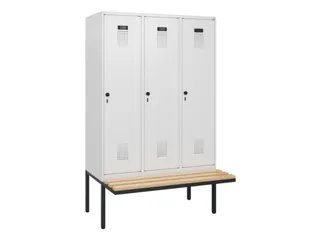 locker met bank,HxBxD 1950x1200x815mm,3vak,vak B 400mm,draaigrendel - 2