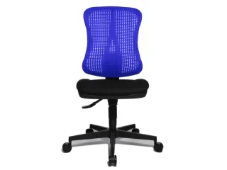 Bureaustoel Zitting Zwart Rugleuning Met Netbekleding In Blauw - 2