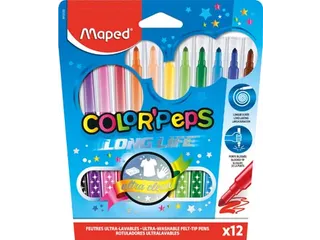 Maped Viltstift Color'Peps 12 Stiften in een Kartonnen Etui - 1