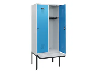 locker met bank,HxBxD 1950x800x815mm,2vak,vak B 400mm,draaigrendel - 1