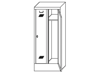 lockerkast v. kinderen,HxBxD 1600x630x500mm,2vak,RAL7035,front RAL6011 - 3