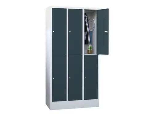 lockerkast,HxBxD 1850x900x500mm,3x2vakken,RAL7035,front RAL7016