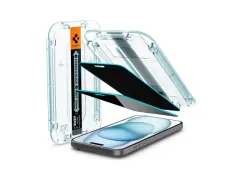 Spigen EZ Fit Glas.tR Apple iPhone 15 Privacy Glass (2-Pack)