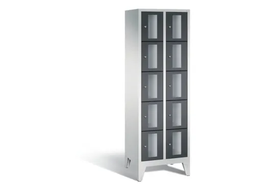 Lockerkast 1850x610x500mm 2x5 vakken Cilinderslot Poten, RAL7021