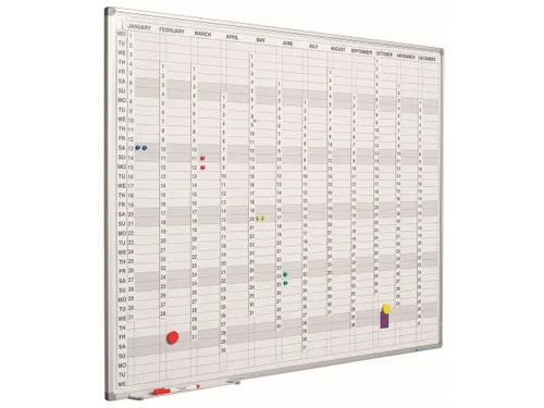 Verticale Jaarplanner Magnetisch 90x120cm Engels Softline profiel 8mm