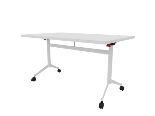 klaptafel,HxBxD 750x1400x800mm,hoekig,T-voet wit,ovale buis,blad wit