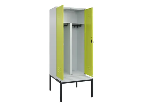 PBM-locker met bank,HxBxD 2120x800x815mm,2vak,vak B 400mm,draaigrendel