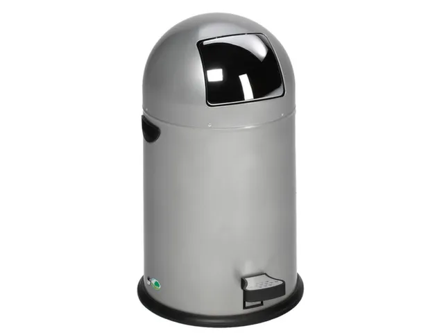 Push & Kick Afvalbak Staalplaat 22 Liter 640x355mm Met Pedaal Zilver