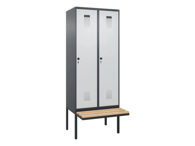 locker met bank,voor scheiding van kleding,HxBxD 2120x800x815mm,2vak