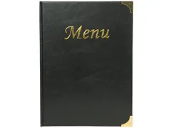 Securit Menukaart Basic Ft A4 4 tas, Zwart lederlook