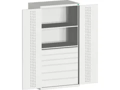 systeemkast HxBxD 2000x1050x650mm 2xStalen bodem 6laden Ral7035