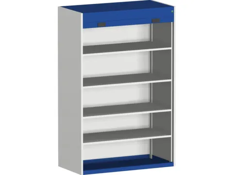 roldeurkast 2000x1300x650mm 4xStalen bodem cil.-slot RAL7035 RAL5010