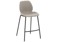 Barkruk mySOLO 4-poten Zwart met Zitting stof Grijs gemêleerd